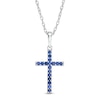 Thumbnail Image 0 of Blue Sapphire Cross Pendant in 10K White Gold