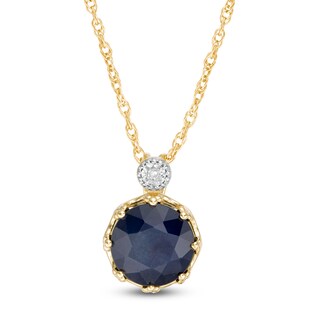 7.0mm Blue Sapphire and Diamond Accent Pendant in 10K Gold