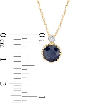 7.0mm Blue Sapphire and Diamond Accent Pendant in 10K Gold