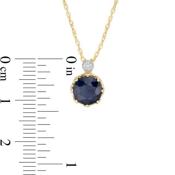 7.0mm Blue Sapphire and Diamond Accent Pendant in 10K Gold