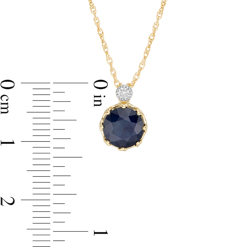 7.0mm Blue Sapphire and Diamond Accent Pendant in 10K Gold|Peoples Jewellers