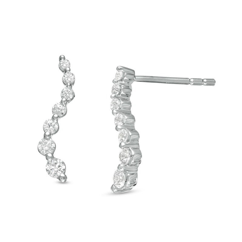 0.33 CT. T.W. Journey Diamond Drop Earrings in 10K White Gold|Peoples Jewellers