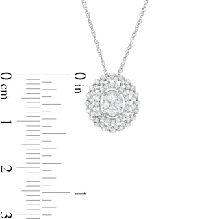 0.50 CT. T.W. Composite Diamond Oval Scallop Frame Pendant in 10K White Gold