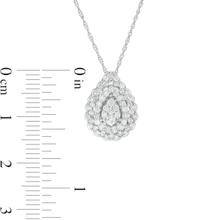 0.50 CT. T.W. Composite Diamond Teardrop Scallop Frame Pendant in 10K White Gold