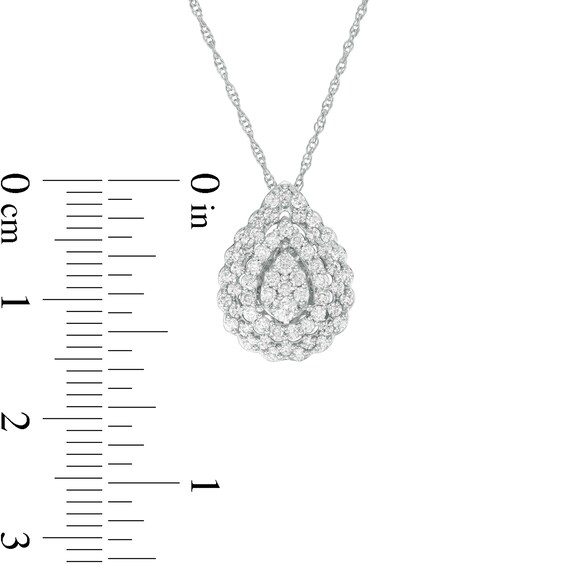 0.50 CT. T.W. Composite Diamond Teardrop Scallop Frame Pendant in 10K White Gold