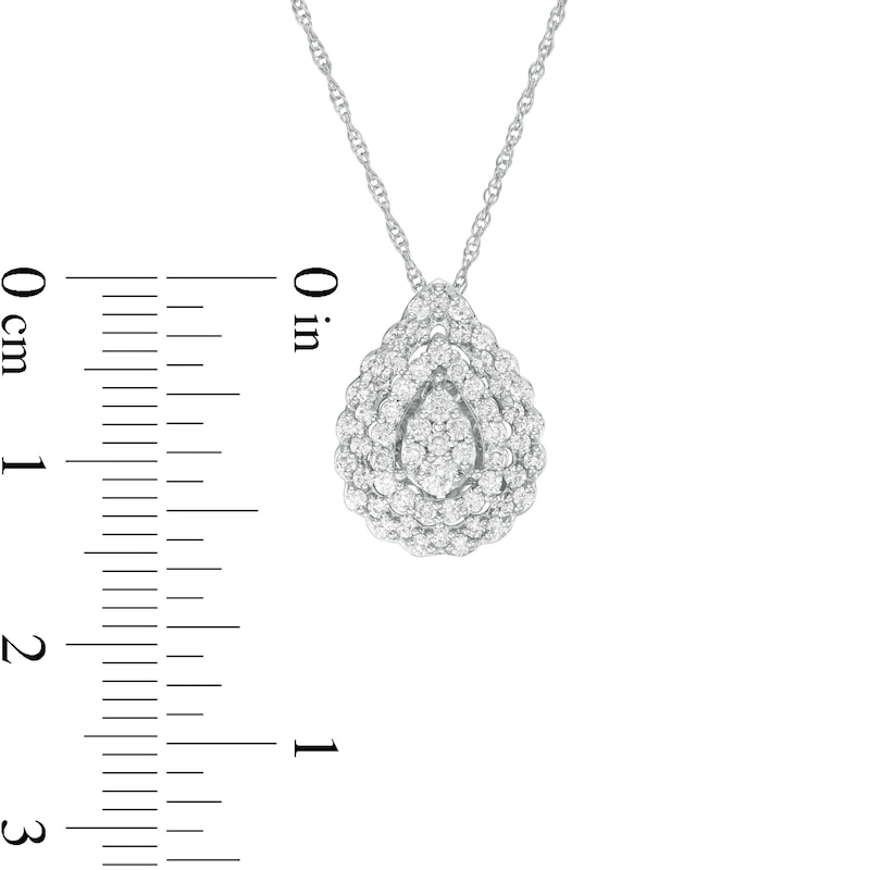 0.50 CT. T.W. Composite Diamond Teardrop Scallop Frame Pendant in 10K White Gold