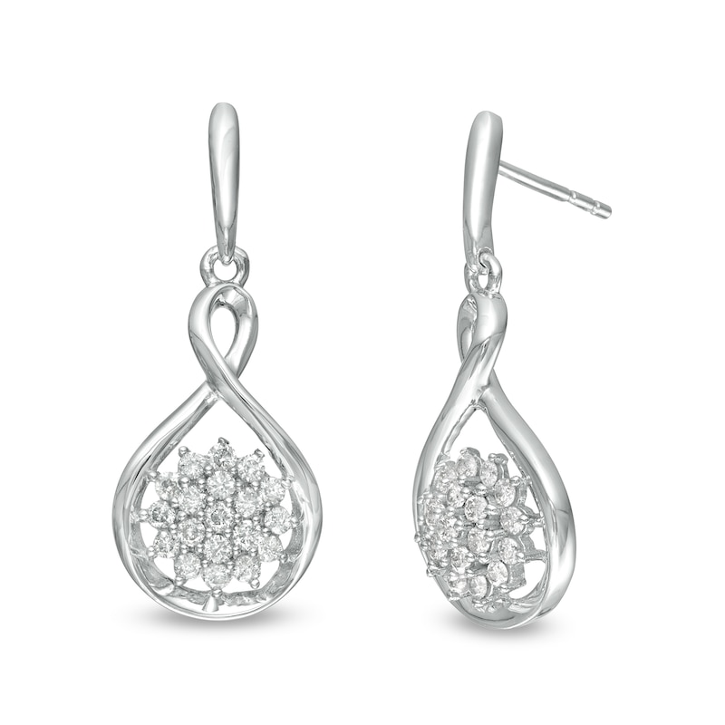 Main Image 1 of 0.50 CT. T.W. Composite Diamond Twist Drop Earrings in 10K White Gold