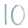 Thumbnail Image 1 of 3.0mm Swiss Blue Topaz Hoop Earrings in Sterling Silver