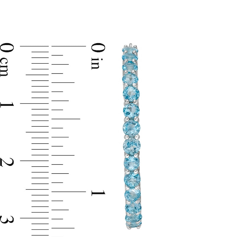 Main Image 3 of 3.0mm Swiss Blue Topaz Hoop Earrings in Sterling Silver