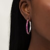 3.0mm Lab-Created Ruby Hoop Earrings in Sterling Silver