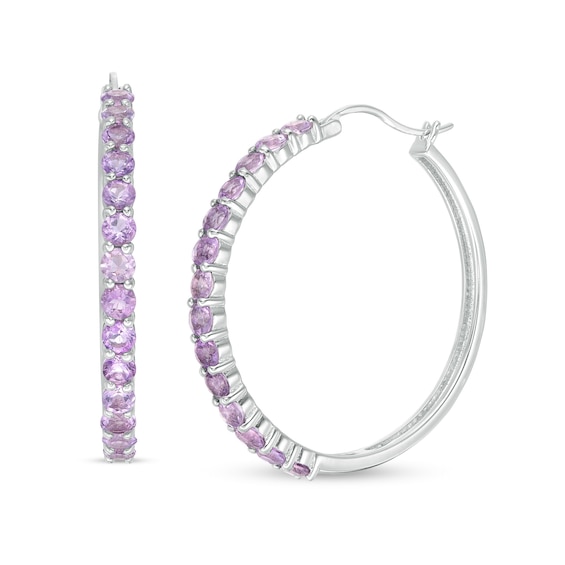 3.0mm Amethyst Hoop Earrings in Sterling Silver