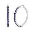 3.0mm Lab-Created Blue Sapphire Hoop Earrings in Sterling Silver