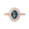 Thumbnail Image 3 of Oval London Blue Topaz and 0.25 CT. T.W. Baguette and Round Diamond Double Frame Ring in 10K Rose Gold