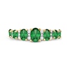 Thumbnail Image 2 of Oval Emerald and 0.15 CT. T.W. Diamond Graduated Seven Stone Alternating Trios Ring in 10K Gold