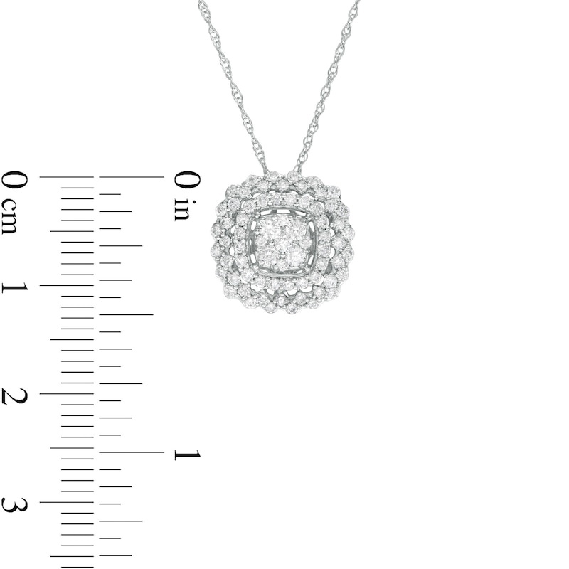 0.50 CT. T.W. Composite Diamond Double Cushion Scallop Frame Pendant in 10K White Gold|Peoples Jewellers