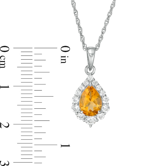 Pear-Shaped Citrine and Lab-Created White Sapphire Frame Pendant and Stud Earrings Set in Sterling Silver