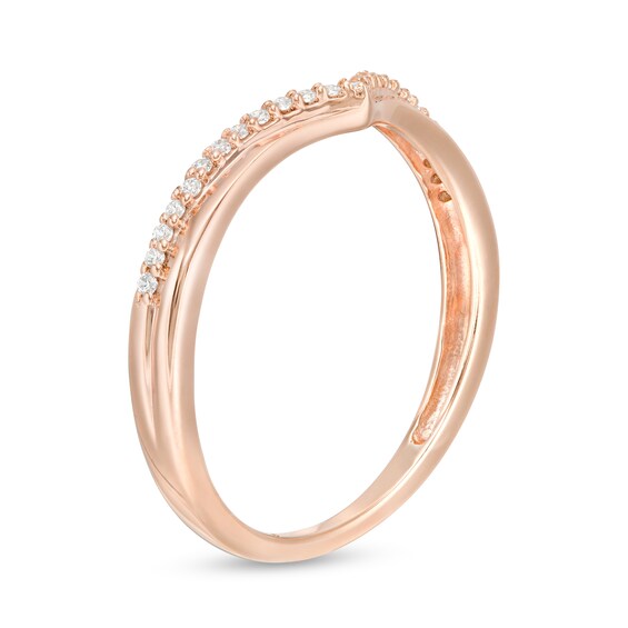 0.10 CT. T.W. Diamond Chevron Anniversary Band in 10K Rose Gold