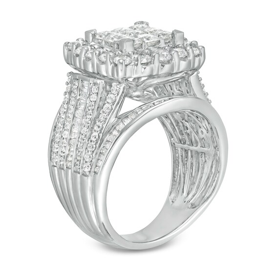 3.00 CT. T.W. Princess-Cut Composite Diamond Frame Multi-Row Engagement Ring in 10K White Gold