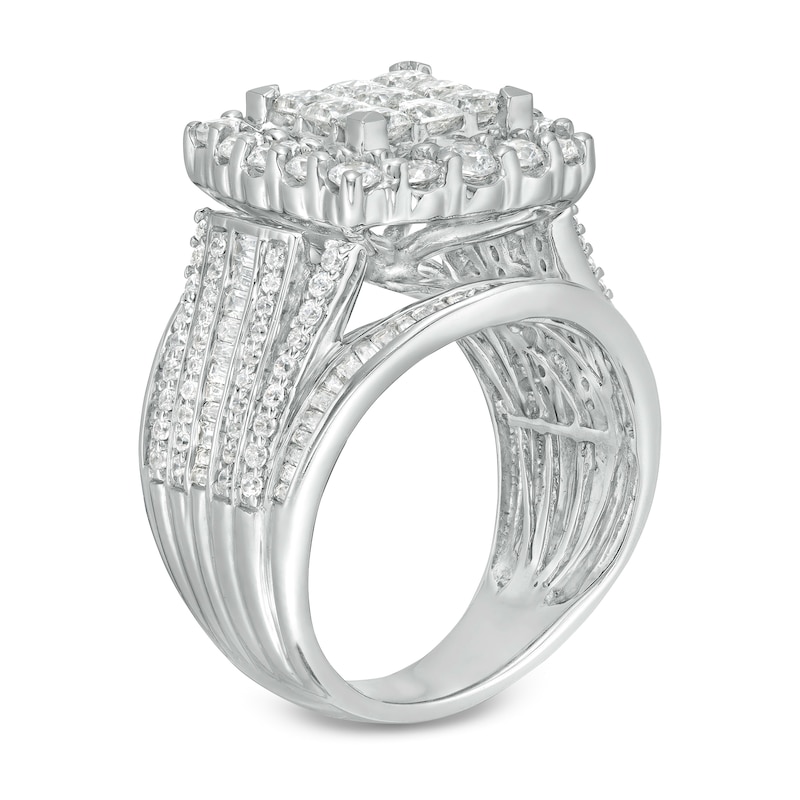 3.00 CT. T.W. Princess-Cut Composite Diamond Frame Multi-Row Engagement Ring in 10K White Gold|Peoples Jewellers