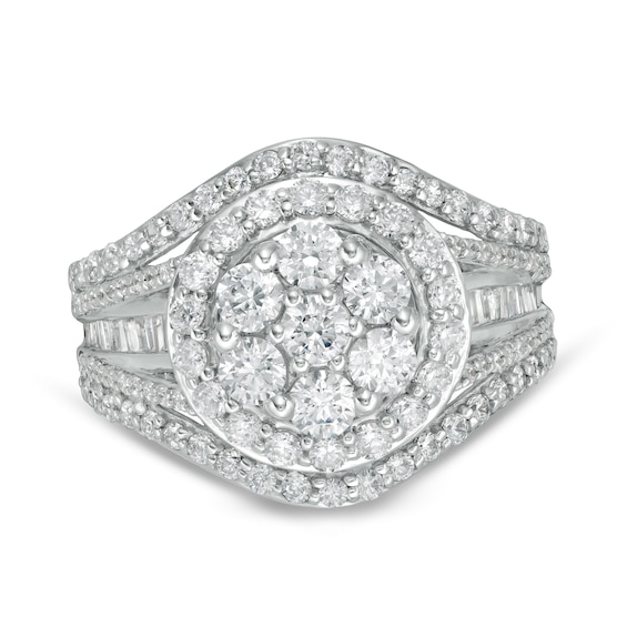 2.00 CT. T.W. Composite Diamond Frame Engagement Ring in 10K White Gold