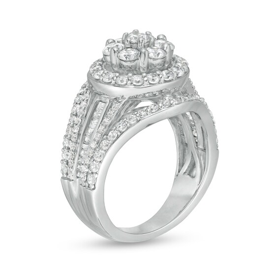 2.00 CT. T.W. Composite Diamond Frame Engagement Ring in 10K White Gold ...