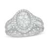 Thumbnail Image 0 of 1.00 CT. T.W. Composite Oval Diamond Frame Multi-Row Engagement Ring in 10K White Gold