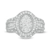 Thumbnail Image 3 of 1.00 CT. T.W. Composite Oval Diamond Frame Multi-Row Engagement Ring in 10K White Gold