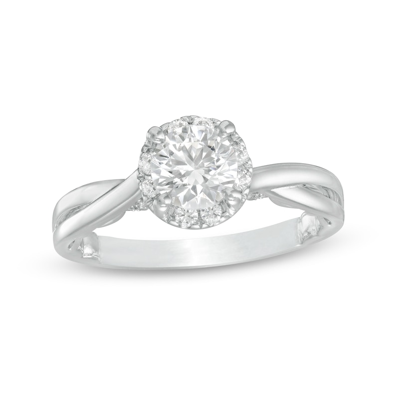 1.00 CT. T.W. Diamond Split Shank Engagement Ring in 14K White Gold (J/I3)|Peoples Jewellers