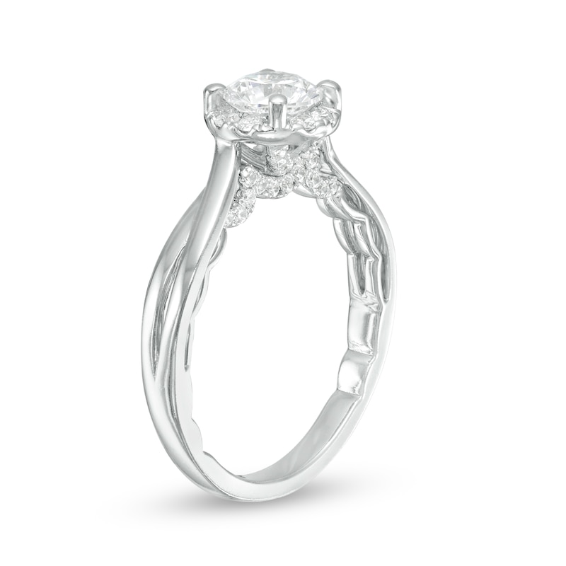 Main Image 3 of 1.00 CT. T.W. Diamond Split Shank Engagement Ring in 14K White Gold (J/I3)