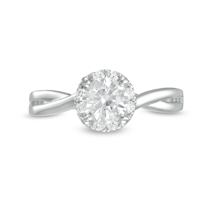 Main Image 4 of 1.00 CT. T.W. Diamond Split Shank Engagement Ring in 14K White Gold (J/I3)