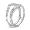 Thumbnail Image 2 of 0.37 CT. T.W. Diamond Rope-Textured Double Row Contour Solitaire Enhancer in 14K White Gold