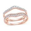 0.37 CT. T.W. Diamond Rope-Textured Double Row Contour Solitaire Enhancer in 14K Rose Gold