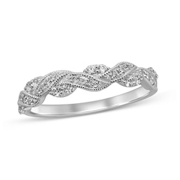 0.23 CT. T.W. Diamond Braided Vintage-Style Anniversary Band in 10K White Gold