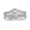 Thumbnail Image 3 of 0.37 CT. T.W. Baguette and Round Diamond Chevron Solitaire Enhancer in 14K White Gold