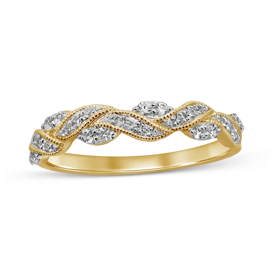 0.23 CT. T.W. Diamond Braided Vintage-Style Anniversary Band in 10K Gold