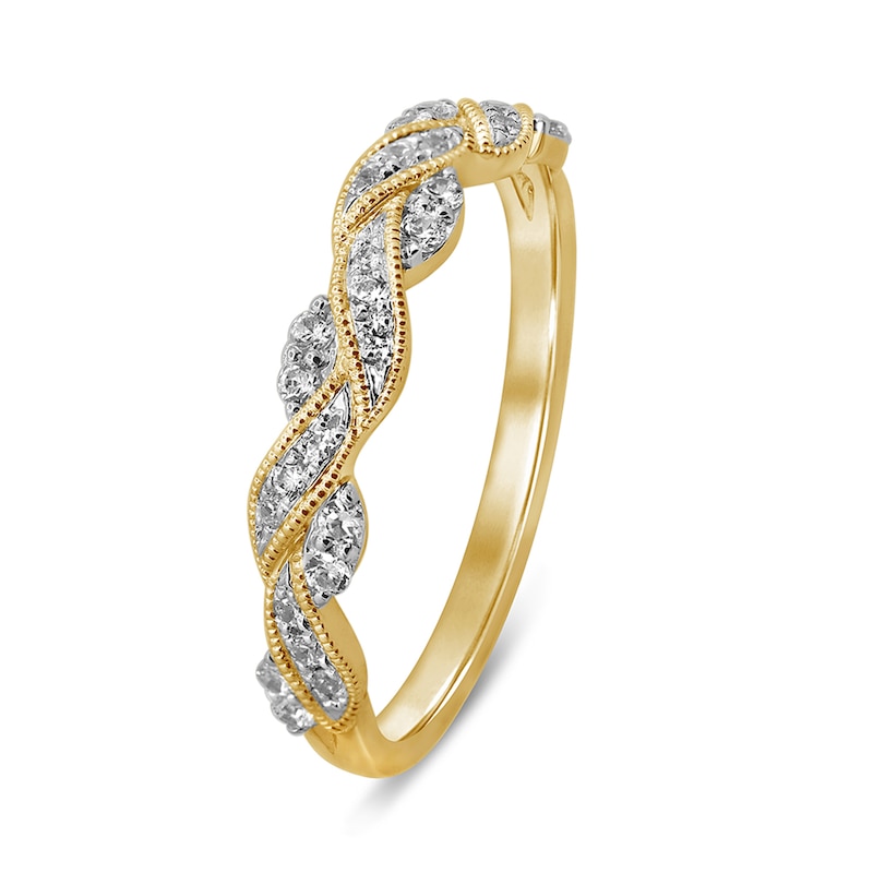 Main Image 2 of 0.23 CT. T.W. Diamond Braided Vintage-Style Anniversary Band in 10K Gold