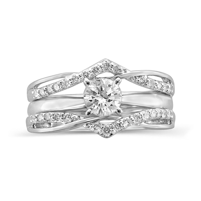 0.23 CT. T.W. Diamond Crossover Chevron Solitaire Enhancer in 14K White Gold