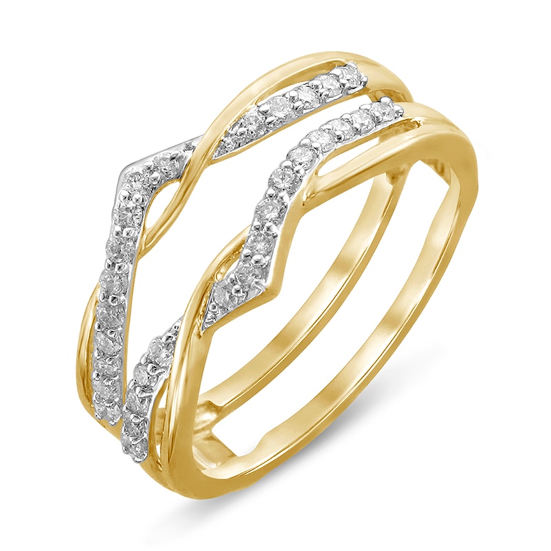 Main Image 2 of 0.23 CT. T.W. Diamond Crossover Chevron Solitaire Enhancer in 14K Gold