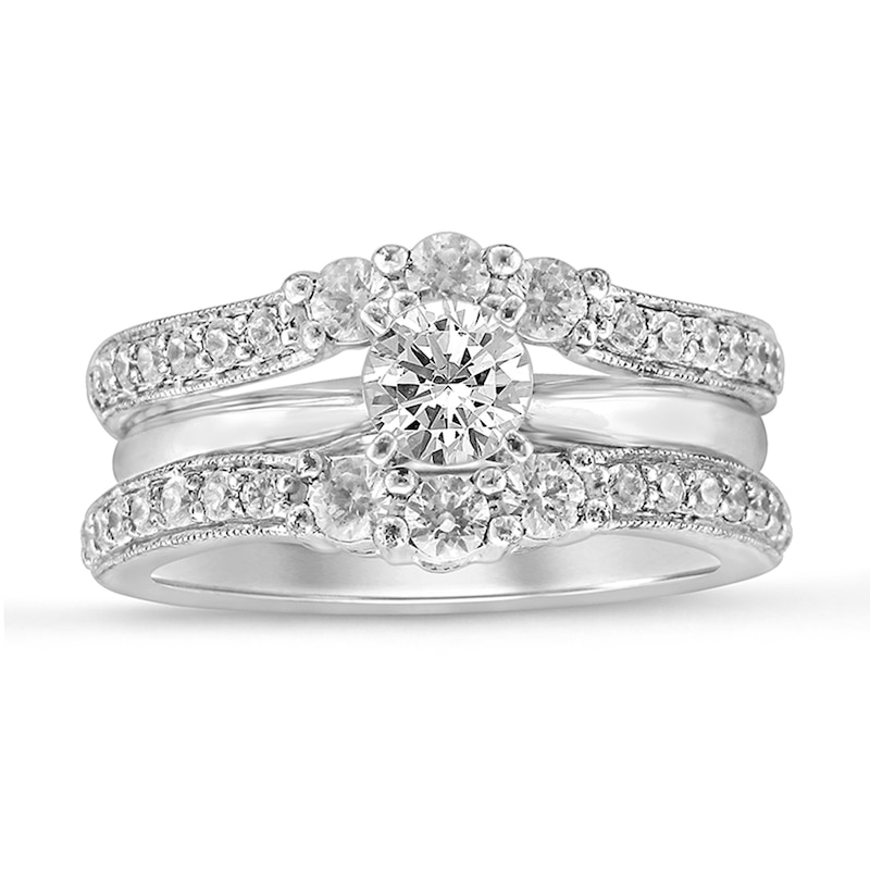 Main Image 4 of 0.69 CT. T.W. Diamond Vintage-Style Solitaire Enhancer in 14K White Gold