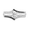 Thumbnail Image 3 of 0.12 CT. T.W. Black and White Diamond Chevron Solitaire Enhancer in 10K White Gold