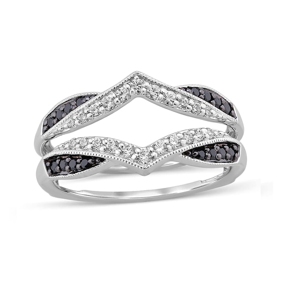 0.29 CT. T.W. Enhanced Black and White Diamond Vintage-Style Solitaire Enhancer in 14K White Gold