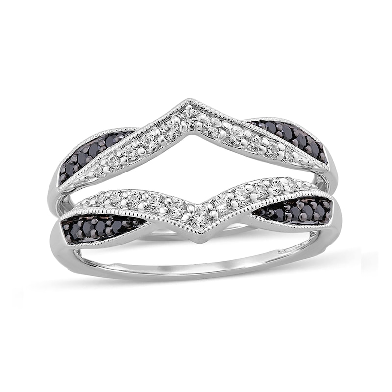 Main Image 1 of 0.29 CT. T.W. Enhanced Black and White Diamond Vintage-Style Solitaire Enhancer in 14K White Gold