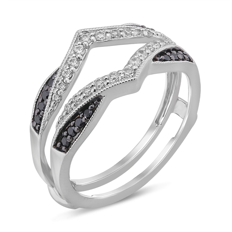 Main Image 3 of 0.29 CT. T.W. Enhanced Black and White Diamond Vintage-Style Solitaire Enhancer in 14K White Gold