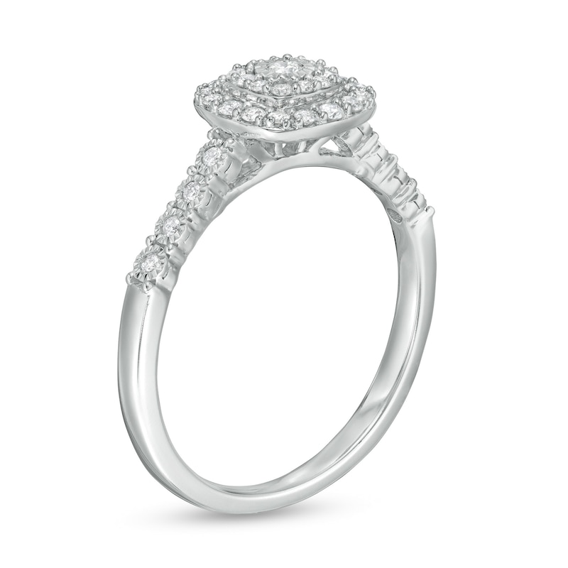 0.25 CT. T.W. Diamond Double Cushion Frame Promise Ring in 10K White Gold