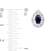 Thumbnail Image 1 of Pear-Shaped Blue Sapphire and 0.07 CT. T.W. Diamond Frame Vintage-Style Stud Earrings in 10K White Gold