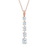 Thumbnail Image 0 of Oval Aquamarine and Diamond Accent Graduated Linear Five Stone Drop Pendant in 10K Rose Gold