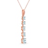 Oval Aquamarine and Diamond Accent Graduated Linear Five Stone Drop Pendant in 10K Rose Gold