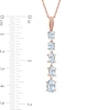 Thumbnail Image 3 of Oval Aquamarine and Diamond Accent Graduated Linear Five Stone Drop Pendant in 10K Rose Gold