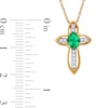 Thumbnail Image 3 of Oval Emerald and Diamond Accent Open Frame Vintage-Style Cross Pendant in 10K Gold