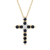 Thumbnail Image 0 of Blue Sapphire and 0.05 CT. Diamond Cross Pendant in 10K Gold